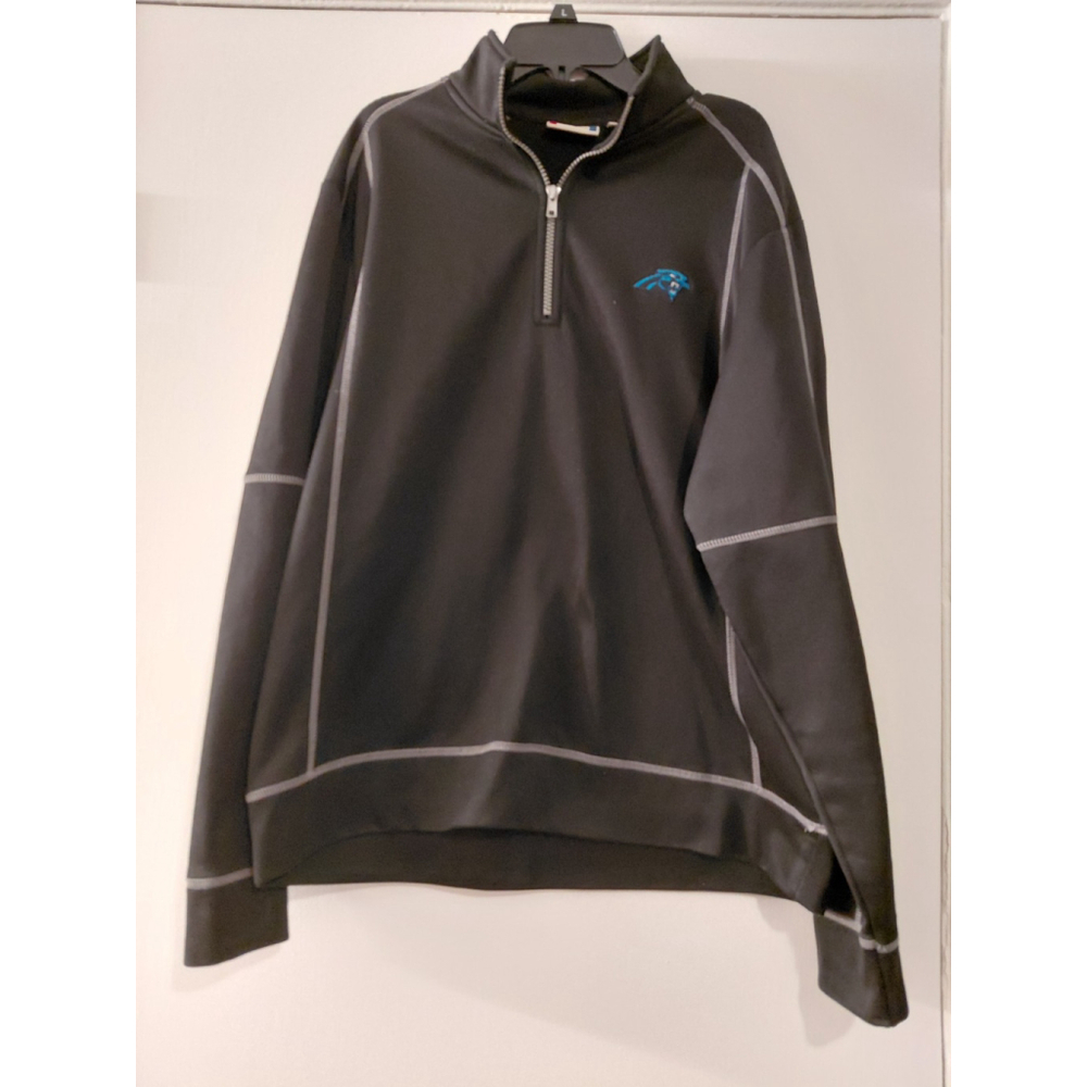 Clique Mens Quarter Zip Up Pullover Sweater Carolina Panters Black Miller Lite M